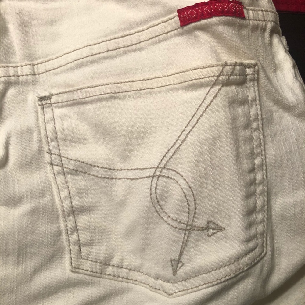 Hot Kiss mini jean skirt with inner shorts.  Cream